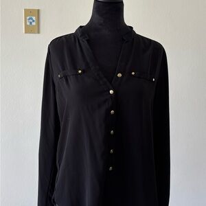 Chic Black Button-Down Women's Shirt
